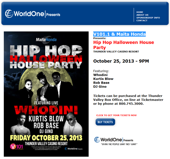WorldOne-Presents-Hip-Hop-Halloween-House-Party-Concert-Whodini-Kurtis-Blow-Rob-Base-2013-V101-1-Maita-Honda-Portal
