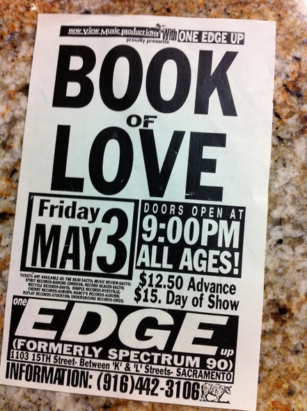Book of Love Concert Flyer Sacramento California 1991 One Edge Up-RSJ